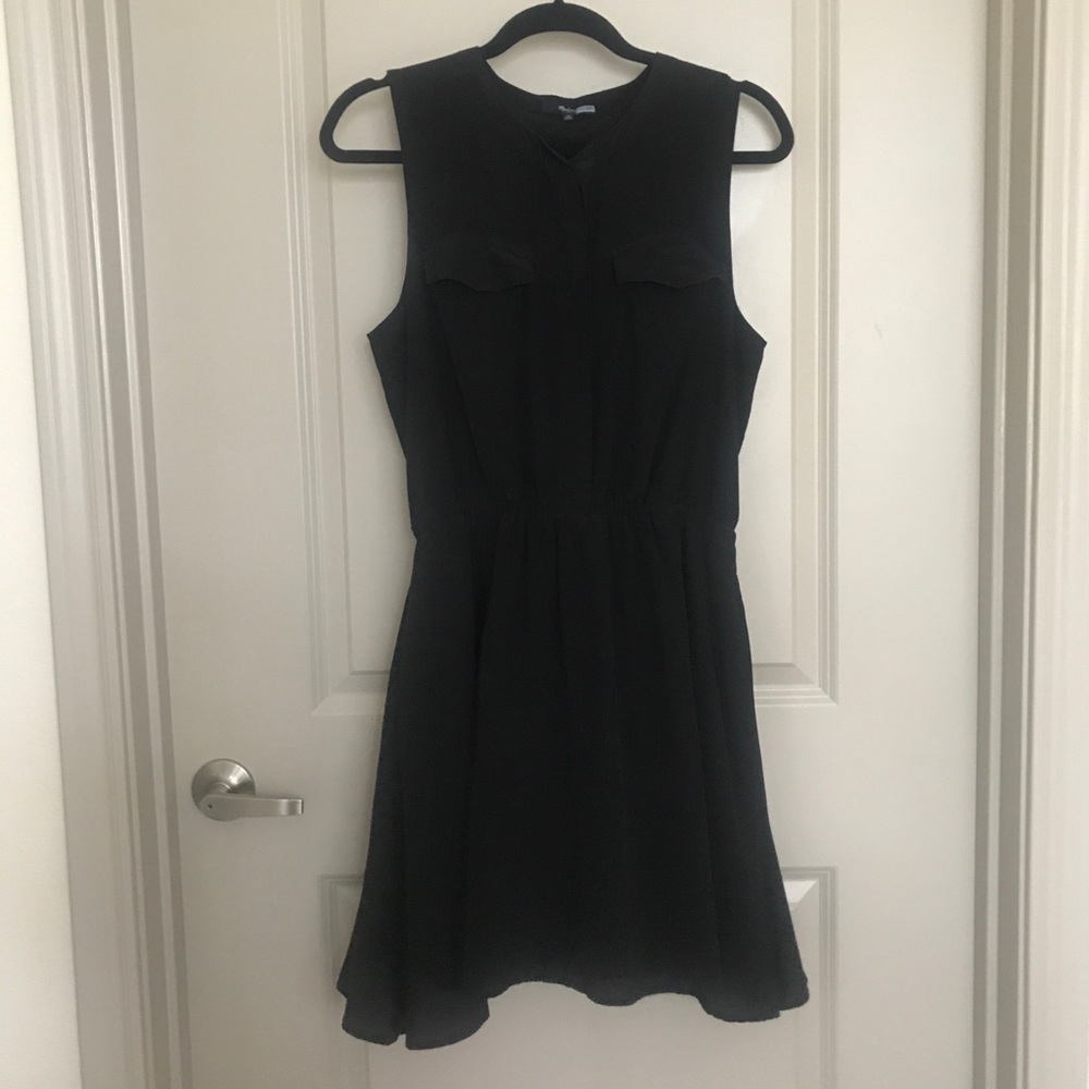 Madewell Black silk button up dress